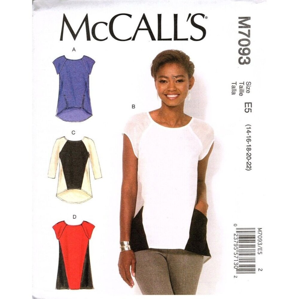 McCall's M7093 Misses 14 to 22 Easy Tops, Tunics Uncut Sewing Pattern New